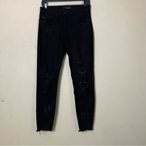 KanCan Womens Skinny Ankle‎ Jeans Size 9/26 Black Distressed Raw Hem Stretch